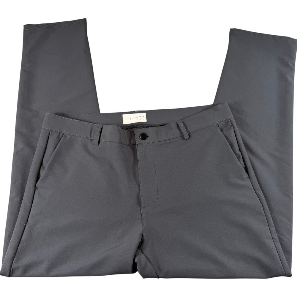 Day & Age Mens Slim Fit Tech Pants 36x30 Charcoal Gray Flat Front Trousers